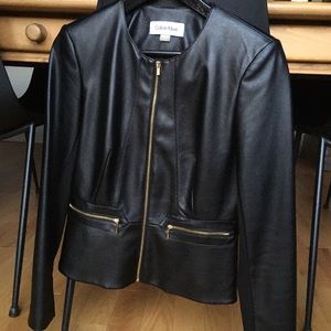 Calvin Klein black leather jacket - size 2